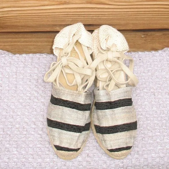 Vintage 90's Wedge Ankle Wrap Espadrille Wedges
