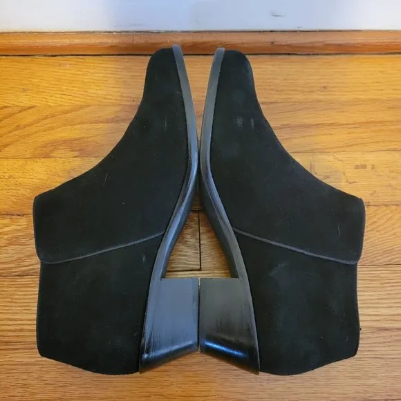 Vionic 9.5 SERENA Black Suede Leather Booties Ankle Boots Side Zip Tassel