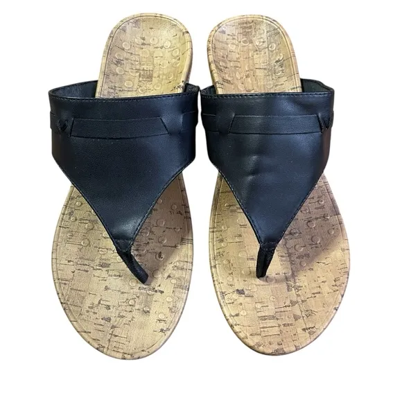 Vionic Anita Black and Tan Wedges with Cushioned Platform Comfort Orthotic