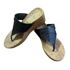 Vionic Anita Black and Tan Wedges with Cushioned Platform Comfort Orthotic