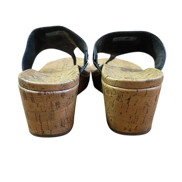 Vionic Anita Black and Tan Wedges with Cushioned Platform Comfort Orthotic
