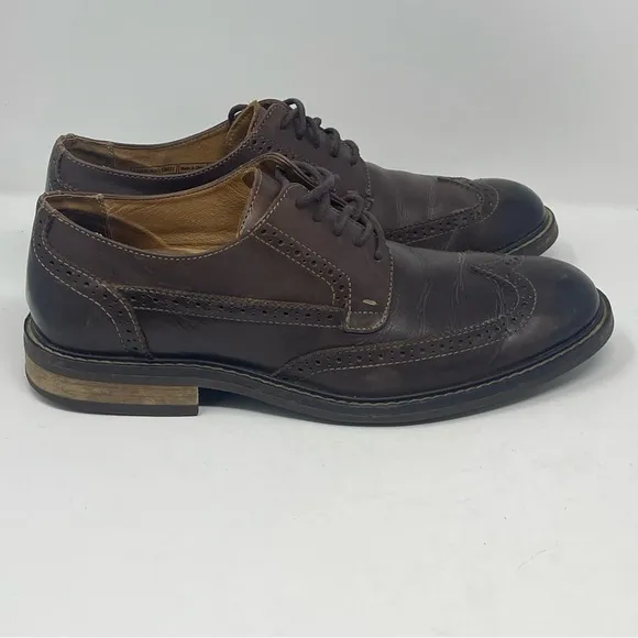 Vionic Bruno Shoes Mens 9 Brown Leather Wingtip Brogue Lace Up Derby Oxford