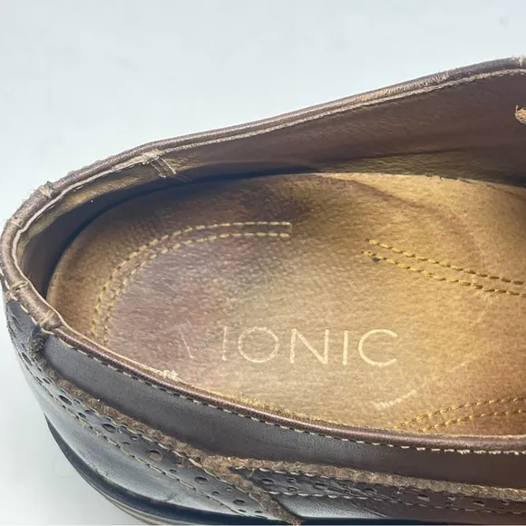 Vionic Bruno Shoes Mens 9 Brown Leather Wingtip Brogue Lace Up Derby Oxford