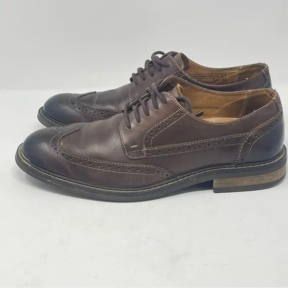 Vionic Bruno Shoes Mens 9 Brown Leather Wingtip Brogue Lace Up Derby Oxford
