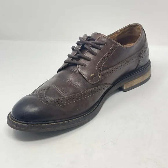 Vionic Bruno Shoes Mens 9 Brown Leather Wingtip Brogue Lace Up Derby Oxford