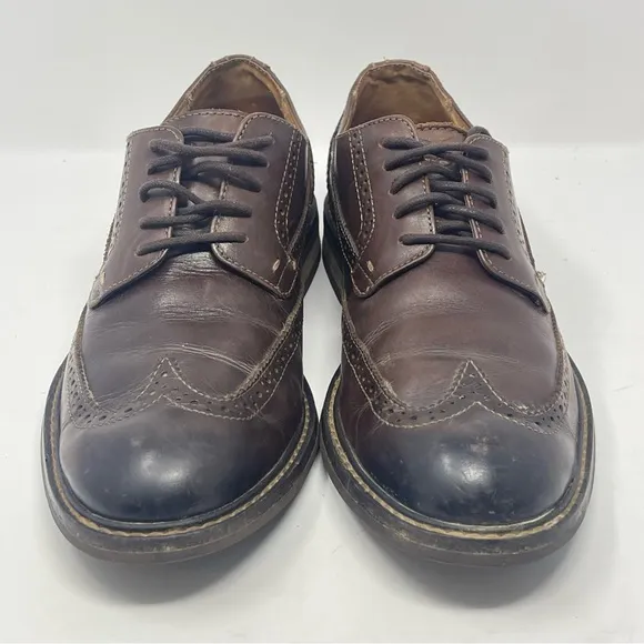 Vionic Bruno Shoes Mens 9 Brown Leather Wingtip Brogue Lace Up Derby Oxford