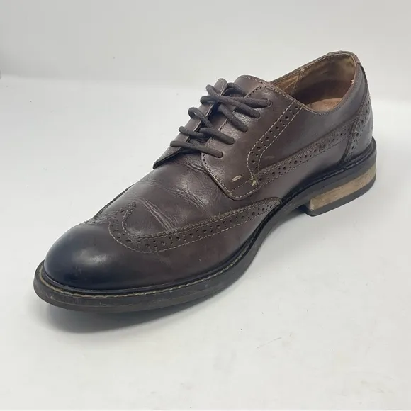 Vionic Bruno Shoes Mens 9 Brown Leather Wingtip Brogue Lace Up Derby Oxford