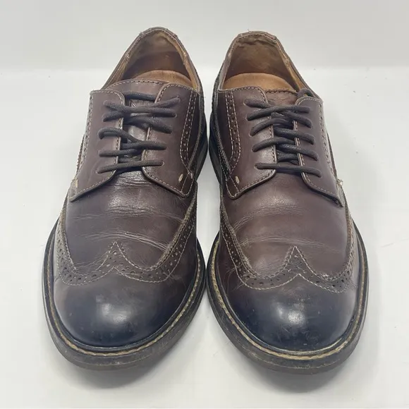 Vionic Bruno Shoes Mens 9 Brown Leather Wingtip Brogue Lace Up Derby Oxford