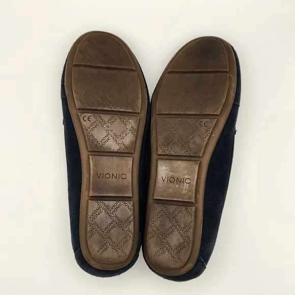Vionic Debbie Navy Suede Loafers Slip On Flats Moccasins Women's Size 7 Orthotic