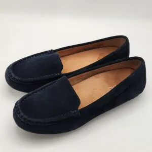 Vionic Debbie Navy Suede Loafers Slip On Flats Moccasins Women's Size 7 Orthotic