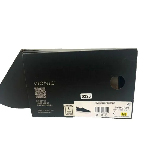Vionic Kimmie Perf Sneaker Womens 9 Black Suede Leather Arch Support Platform