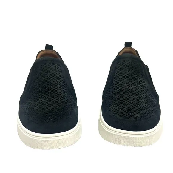 Vionic Kimmie Perf Sneaker Womens 9 Black Suede Leather Arch Support Platform