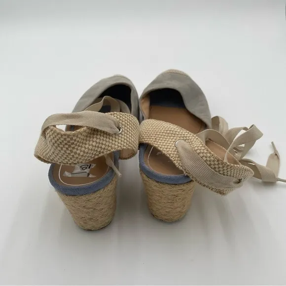 Vionic Maris Ankle Strap Tie Up Suede Crochet Espadrille Wedges Sandals Size 11