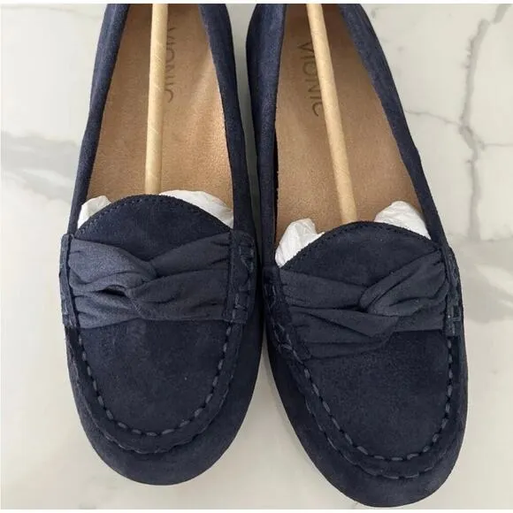 Vionic Norah Nevy Suede  Flats Penny Moccasins Loafers Size 5