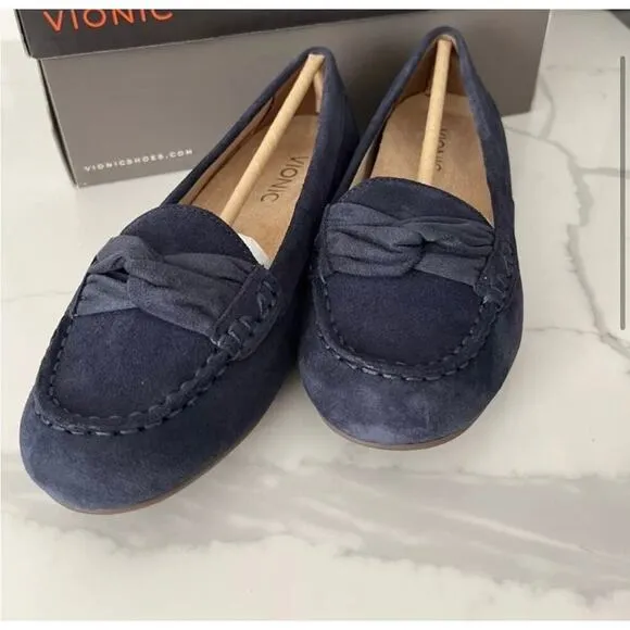 Vionic Norah Nevy Suede  Flats Penny Moccasins Loafers Size 5
