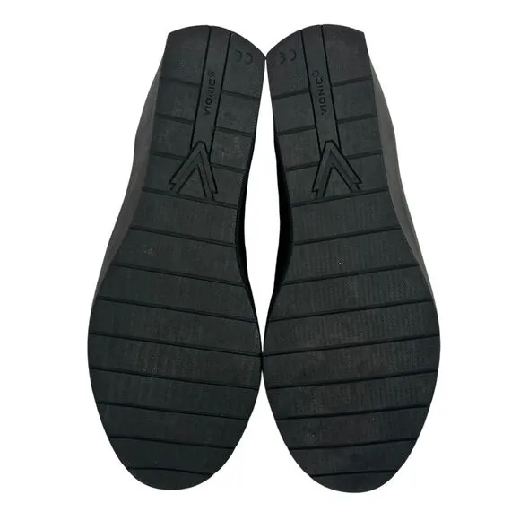 Vionic‎ Soreno Nubuck Wedge Heels Slip On Close Toe Black Womens Shoes 7