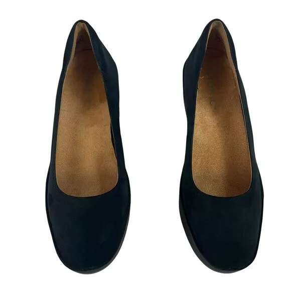 Vionic‎ Soreno Nubuck Wedge Heels Slip On Close Toe Black Womens Shoes 7