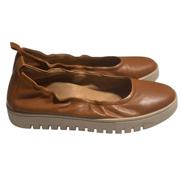 Vionic Uptown Ballet Camel Tan Leather Flats Size 8