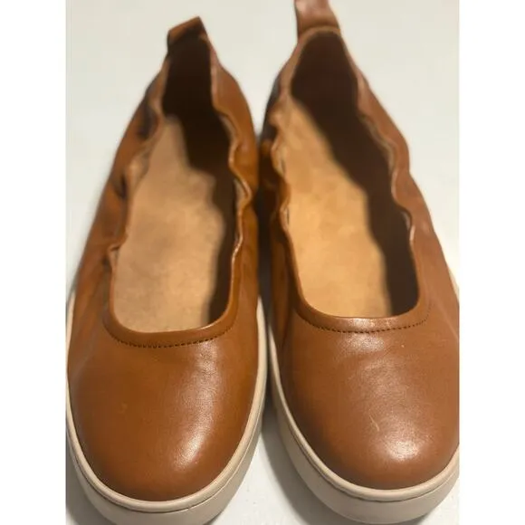 Vionic Uptown Ballet Camel Tan Leather Flats Size 8