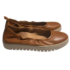 Vionic Uptown Ballet Camel Tan Leather Flats Size 8