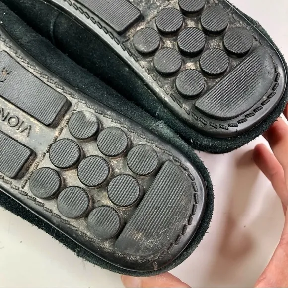 Vionic Virginia black suede driving mocs orthopedic 7