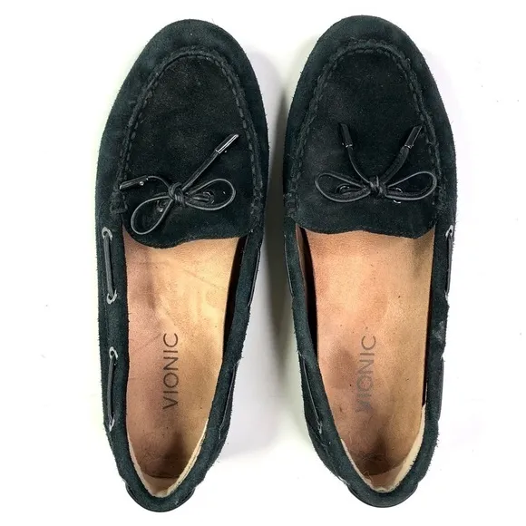Vionic Virginia black suede driving mocs orthopedic 7