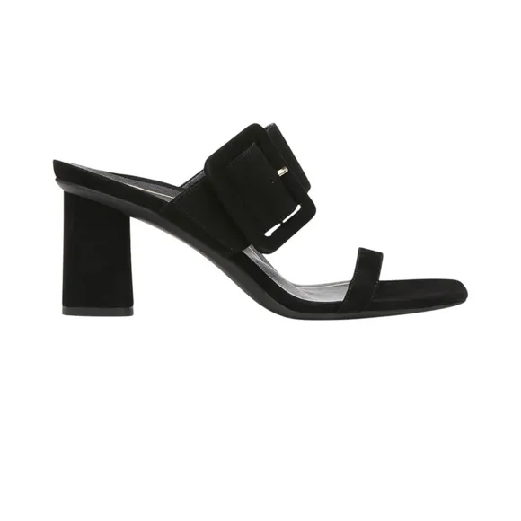VIONIC Women's Size 7.5 Brookell Block Heeled Slide Sandals Black Suede
