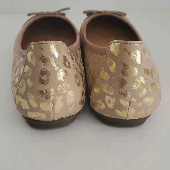 Vionic Leather Print Ballet Flats Minna Metallic Leopard Size 9.5W