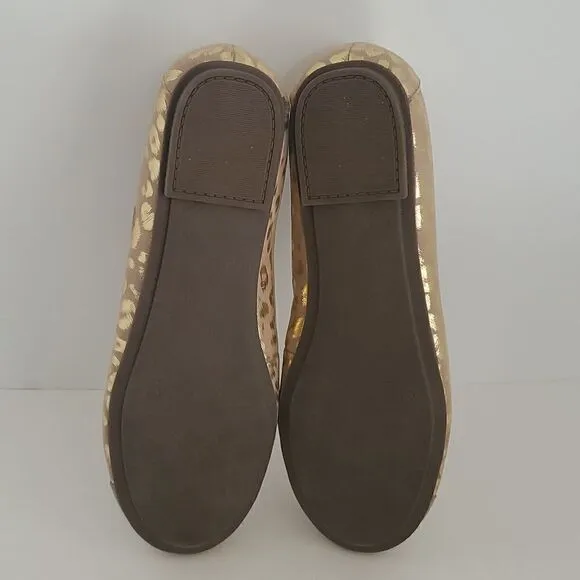 Vionic Leather Print Ballet Flats Minna Metallic Leopard Size 9.5W