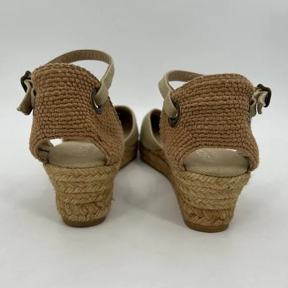 VISCATA Barcelona Beige Pubol Canvas Espadrille Ankle Strap Low Wedges Size 10