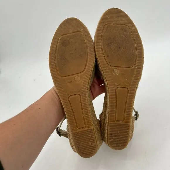 VISCATA Barcelona Beige Pubol Canvas Espadrille Ankle Strap Low Wedges Size 10