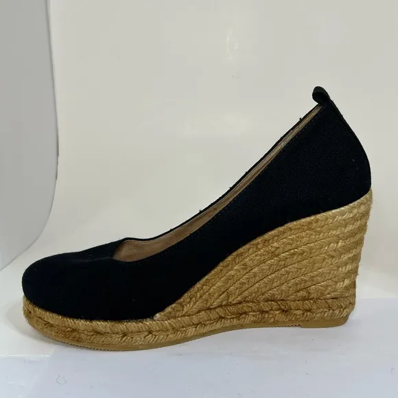 Viscata Barcelona Black Espadrille Wedges Spain