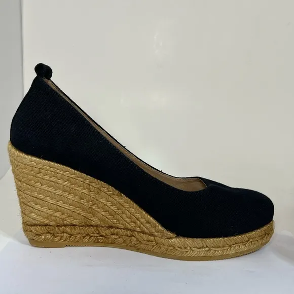 Viscata Barcelona Black Espadrille Wedges Spain