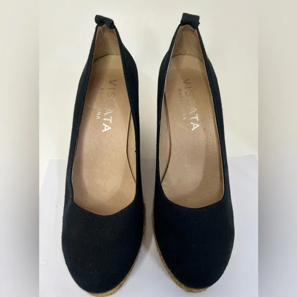 Viscata Barcelona Black Espadrille Wedges Spain