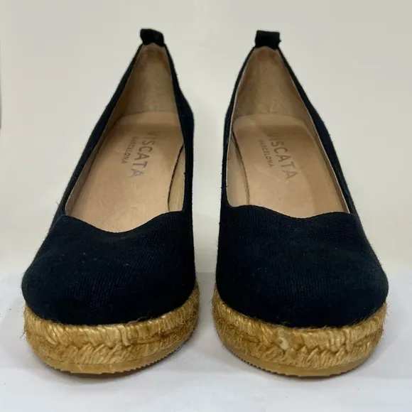 Viscata Barcelona Black Espadrille Wedges Spain