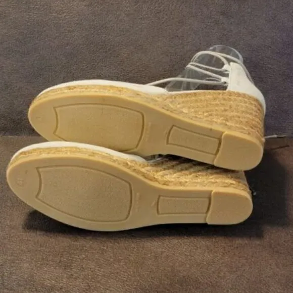 VISCATA Barcelona Espadrille Aro Lace Up Beige Canvas Wedges