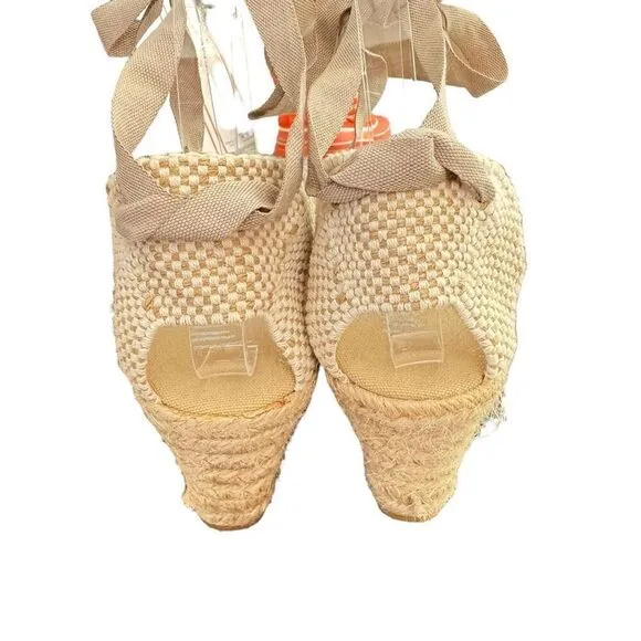 Viscata Barcelona Women's Tossa  Espadrille Wedges Sandals Beige Size 41 NWOT