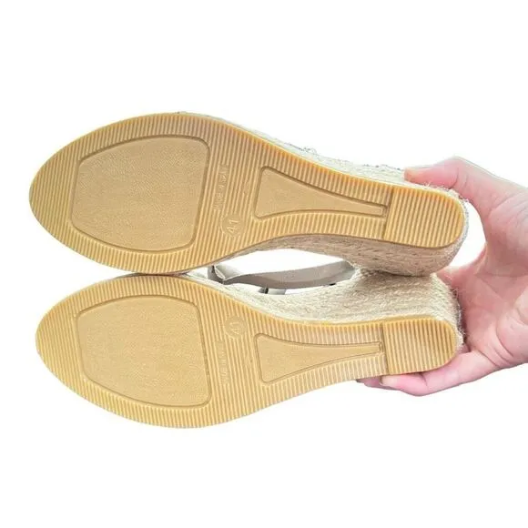 Viscata Barcelona Women's Tossa  Espadrille Wedges Sandals Beige Size 41 NWOT