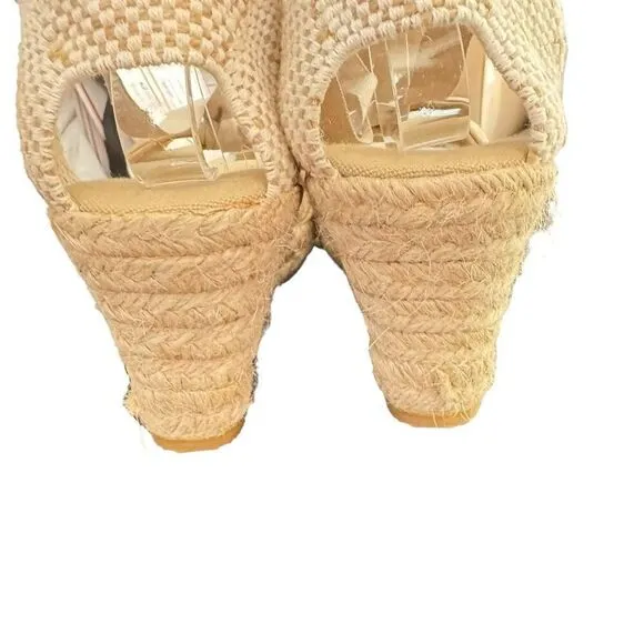 Viscata Barcelona Women's Tossa  Espadrille Wedges Sandals Beige Size 41 NWOT