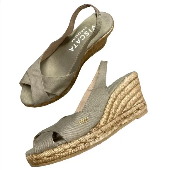 Viscata Calella Canvas Wedges in Tan EU 36
