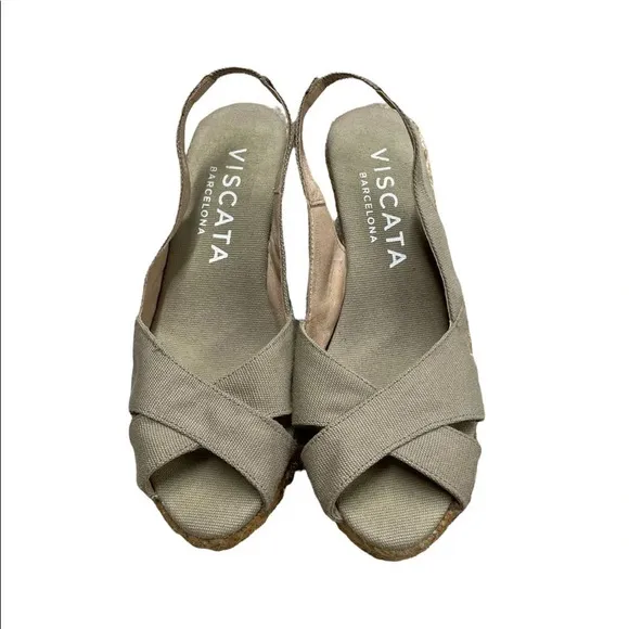 Viscata Calella Canvas Wedges in Tan EU 36