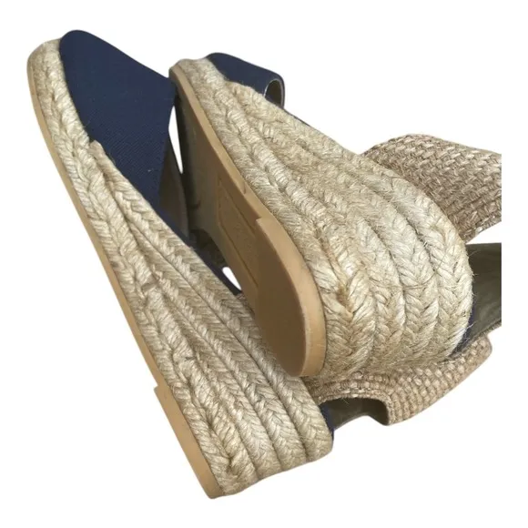 Viscata Pubol Espadrille Wedges Size 9 EU40  Navy Blue Canvas Main in Spain
