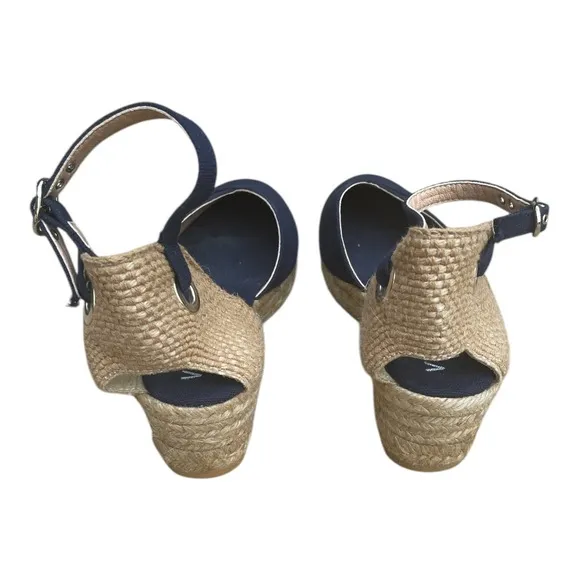 Viscata Pubol Espadrille Wedges Size 9 EU40  Navy Blue Canvas Main in Spain