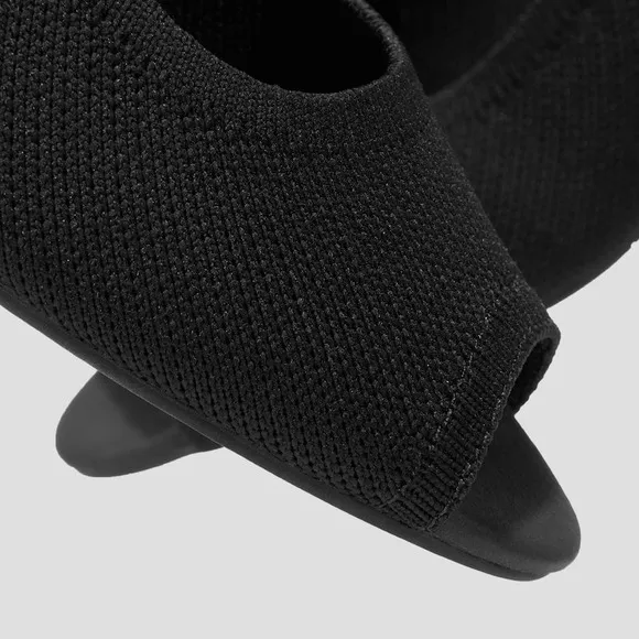VIVAIA Peep Toe Wedge Heel Pumps Comfortable Black Shoes Size EU/41.5 US/10