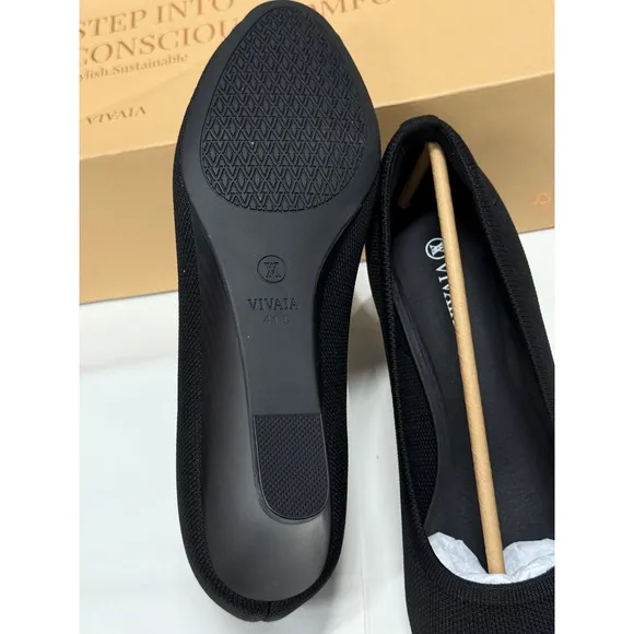 VIVAIA Peep Toe Wedge Heel Pumps Comfortable Black Shoes Size EU/41.5 US/10