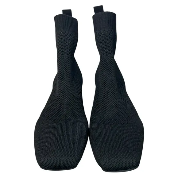 Vivaia - Women’s ‘Melissa’ Square-Toe Knit Heeled Boots - Black Size 40 EU, 9 US
