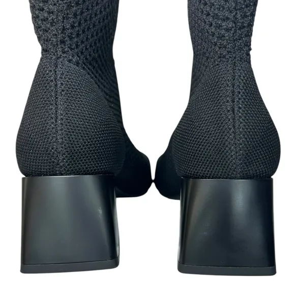 Vivaia - Women’s ‘Melissa’ Square-Toe Knit Heeled Boots - Black Size 40 EU, 9 US