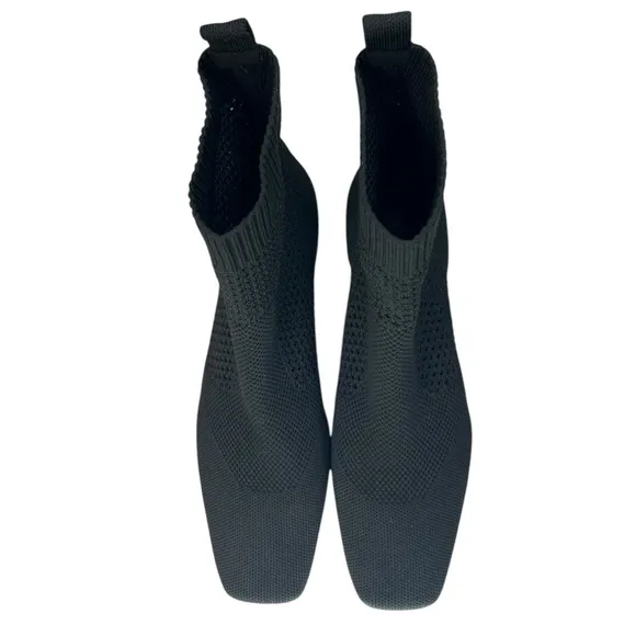 Vivaia - Women’s ‘Melissa’ Square-Toe Knit Heeled Boots - Black Size 40 EU, 9 US
