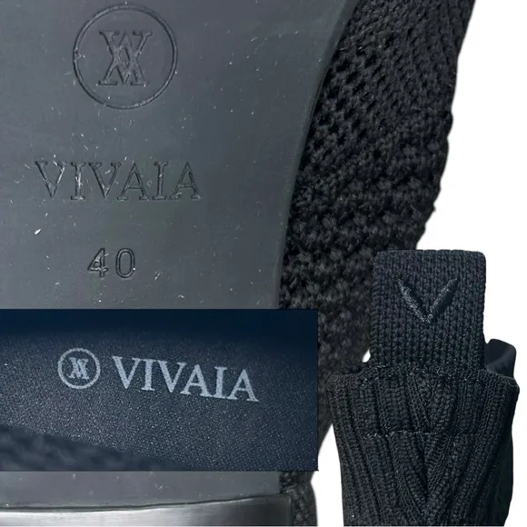 Vivaia - Women’s ‘Melissa’ Square-Toe Knit Heeled Boots - Black Size 40 EU, 9 US