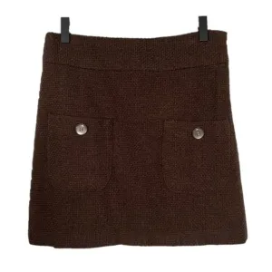 Vivienne Tam Wool Blend Front Pockets Chocolate Brown Mini Skirt Size 2